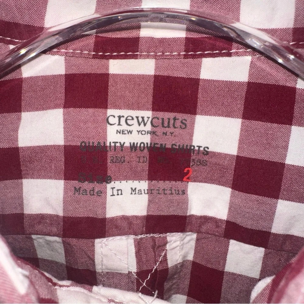 Crewcuts Burgundy Plaid Gingham Collared Poplin Shirt Size 2